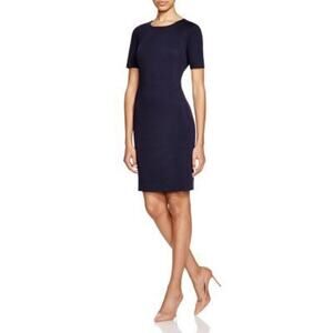 T Tahari Judianne Short Sleeve Fitted Sheath Dress Navy - 8